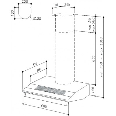 Кухонная вытяжка Best SP 2196 1m White 60 Кухонная вытяжка Best SP 2196 1m White 60