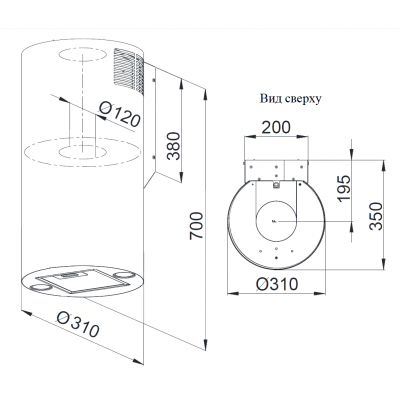 Кухонная вытяжка Weissgauff Tubus700PBIX Кухонная вытяжка Weissgauff Tubus700PBIX