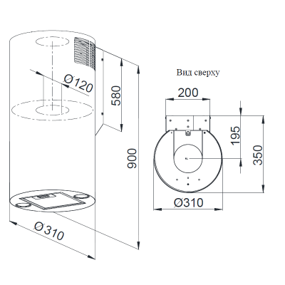 Кухонная вытяжка Weissgauff Tubus900PBBL Кухонная вытяжка Weissgauff Tubus900PBBL